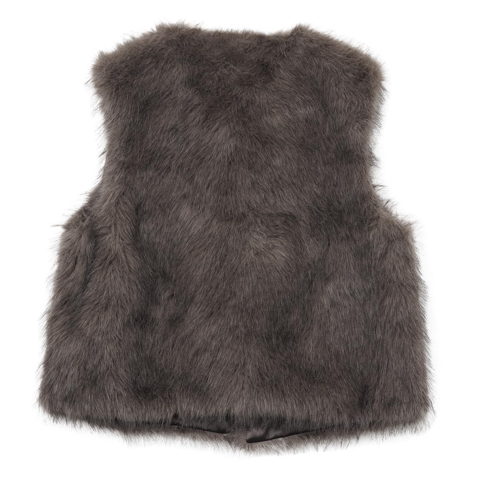 Amazhiyu Gilet en fausse fourrure pour femme, gilet d'hiver sans manches en fausse fourrure, cardigan décontracté ouvert sur le devant, gilet léger en fourrure
