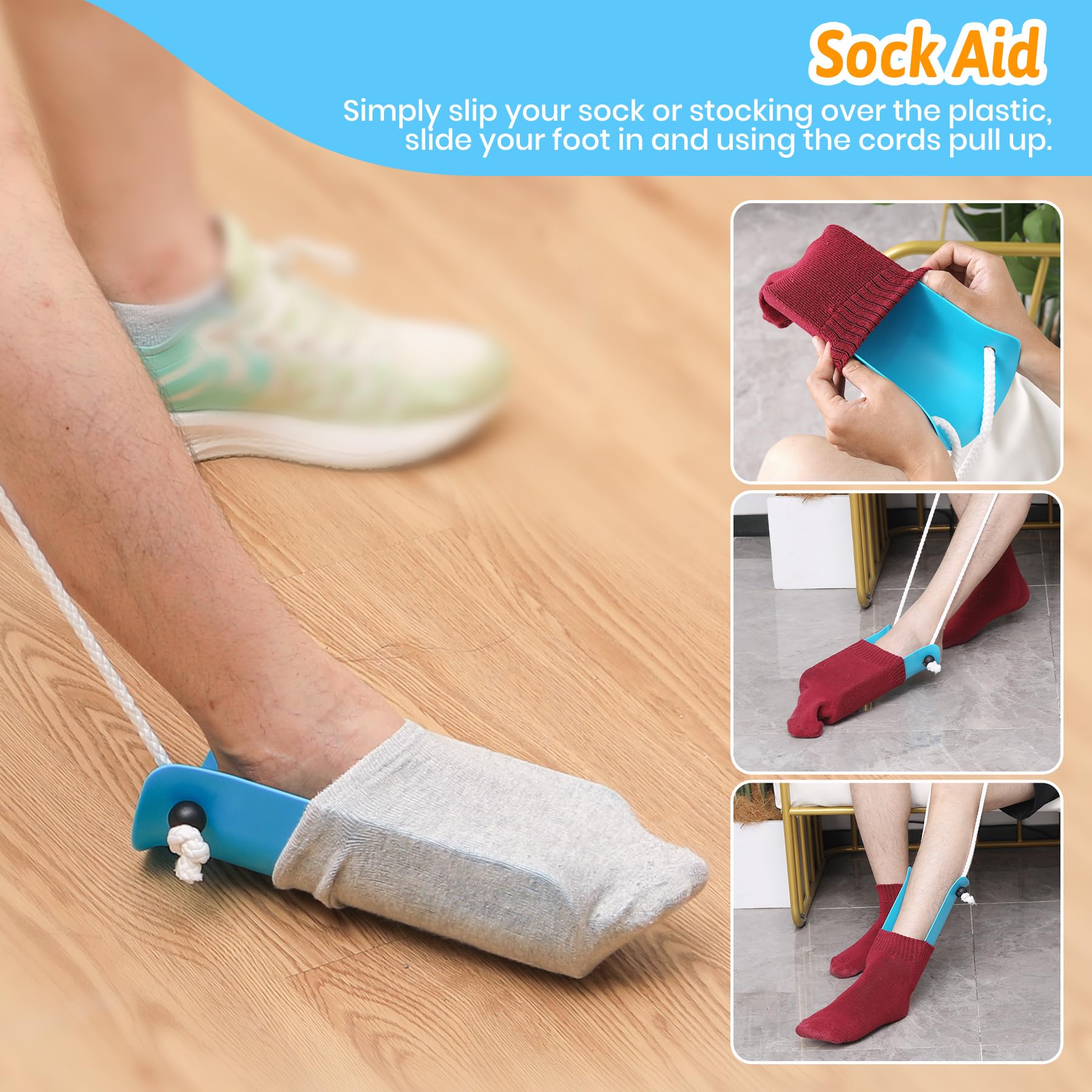 CAidRE Kit di 7 pezzi, kit per la sostituzione totale dell'anca per anziani, ausili per la mobilità con Reacher Grabber, calzascarpe, sollevatore gambe, spazzola doccia, grattaschiena, aiuto per la