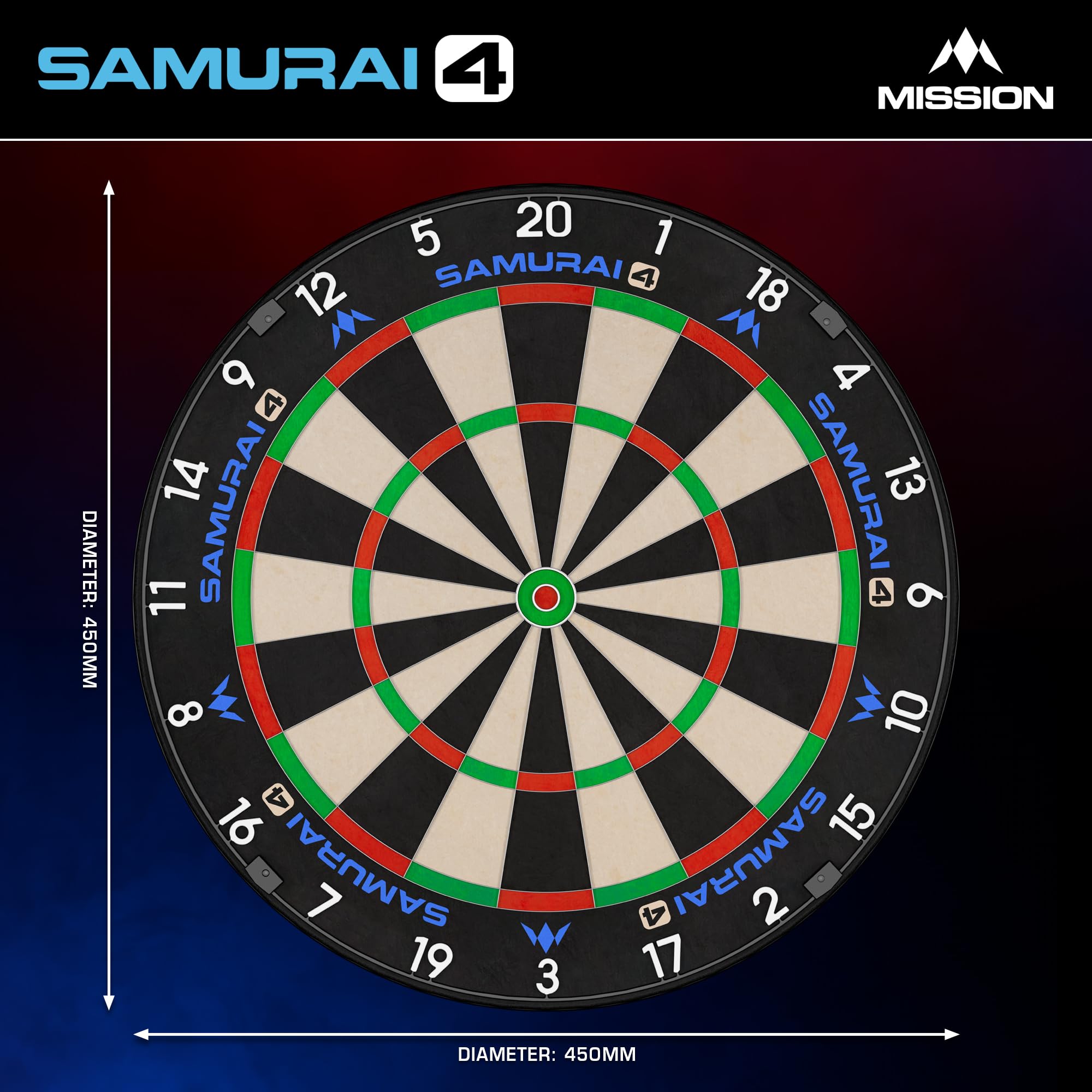 Mission Darts | Samurai 4 | Bersaglio professionale con setole | Filo per coltelli | White Spider Edition