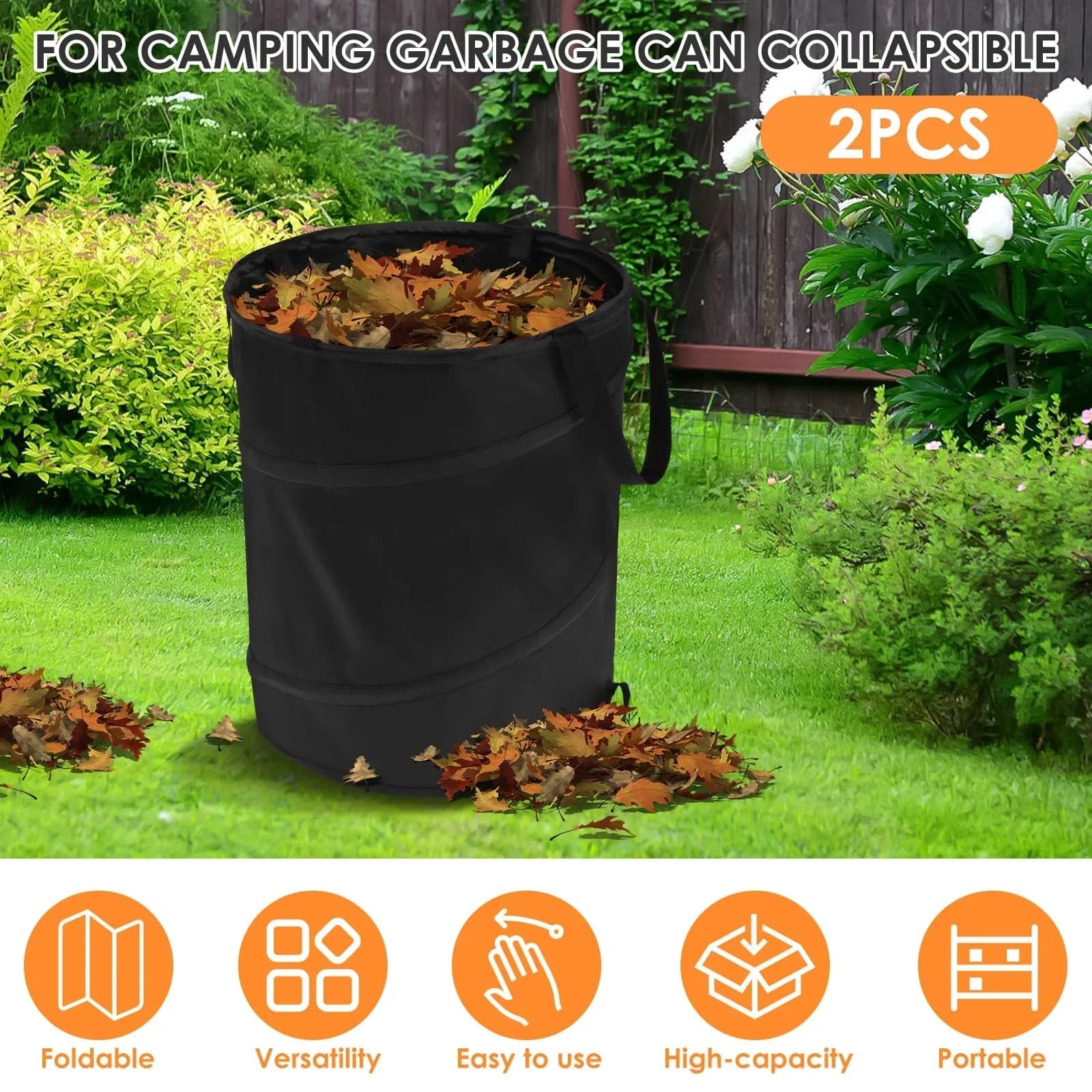 Sacco per rifiuti da giardino 1/2 pezzi, foglia 37,8 litri, pieghevole, di grande capacità, salvaspazio Sacco detriti giardino