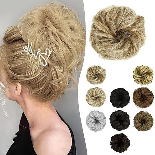 Buauty 1PSC - Moño desordenado, moño falso, moño humano para mujer, moño desordenado, cola de caballo, extensiones de moño rizado para mujer, moño