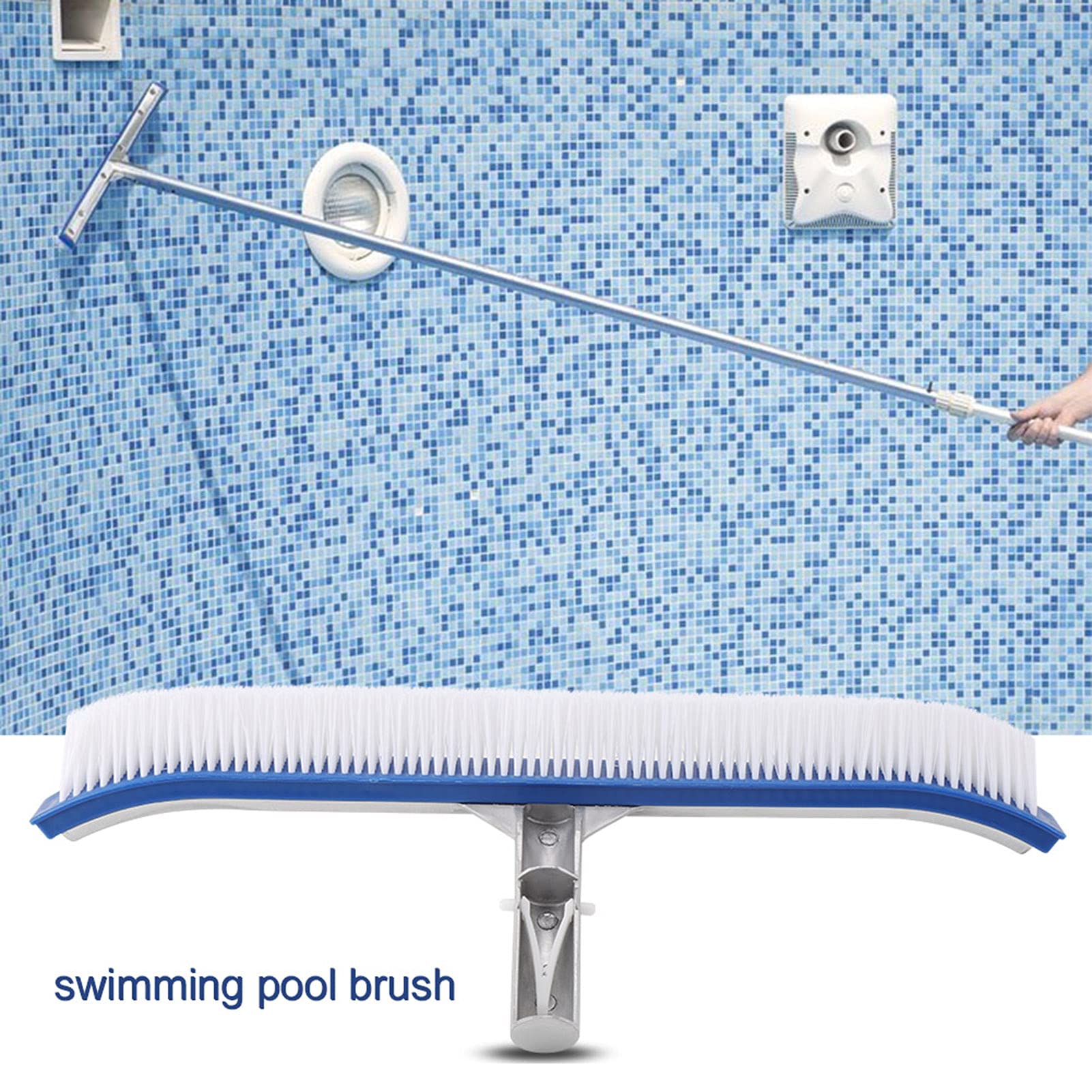 Gavigain 18in Pool Brush,Swimming Pool Wall Brush Cleanings Tools Aluminum Handle for Pond Spa Hot Spring Pools