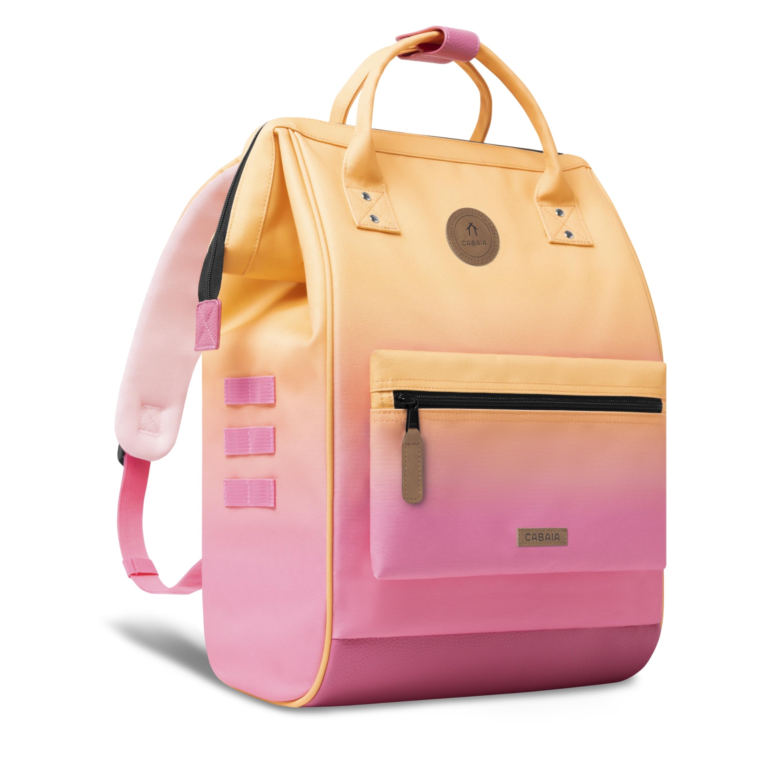 CABAIA - Sac à Dos Adventurer Cabourg - Large 23L - Déperlant - Compartiment Ordinateur Portable 15" - 2 Poches - Certifié Vegan - Sac Voyage, Affaires, École pour Homme et Femme - Rose