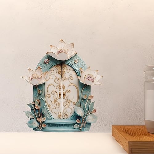 Miniatura 5 de Hermosa decoración de casa de jardín de loto - Adhesivo de pared para puerta de hadas