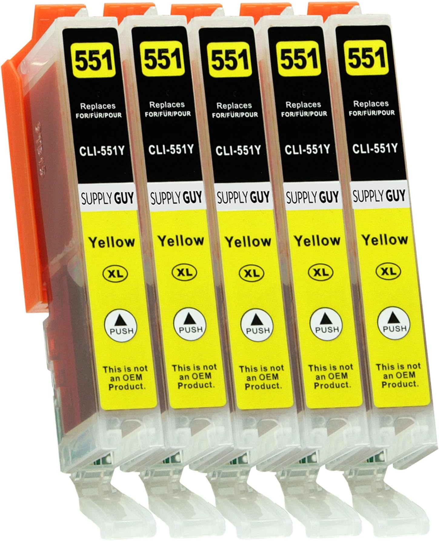 Supply Guy 5 Cartuchos De Tinta Con Viruta Compatible Con Canon CLI-571 Amarillo Para Pixma MG5750 MG5751 MG6850 MG7750 TS5050 TS5055 TS6050 TS8050 TS9050 TS9055 Y Más (Ver Página Del Producto