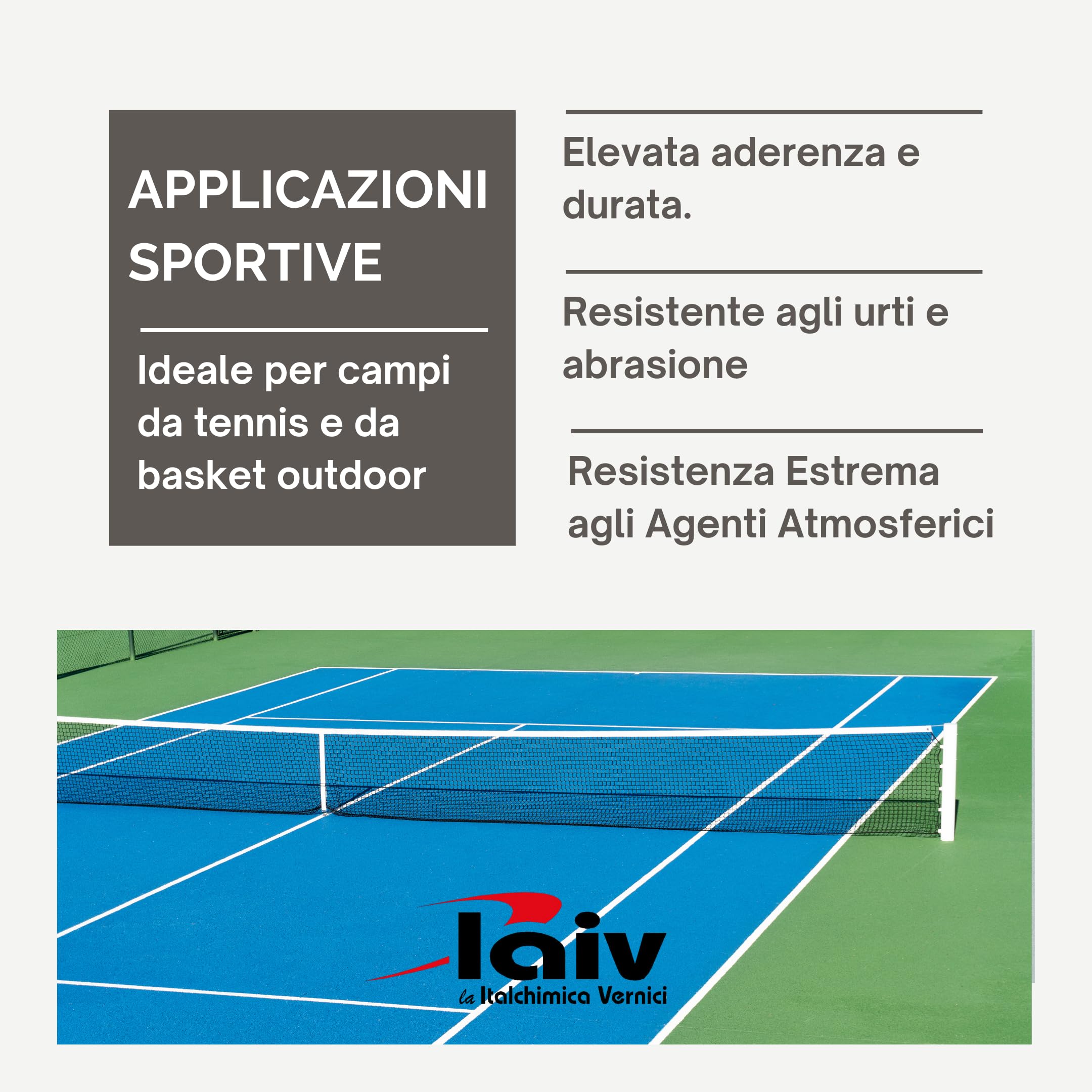 laiv Pittura Acrilica Versatile Per Pavimentazioni Sportive E Stradali Ideale Per Esterni E Interni Resistente a Condizioni Climatiche Estreme (BIANCO, 4 Litri)