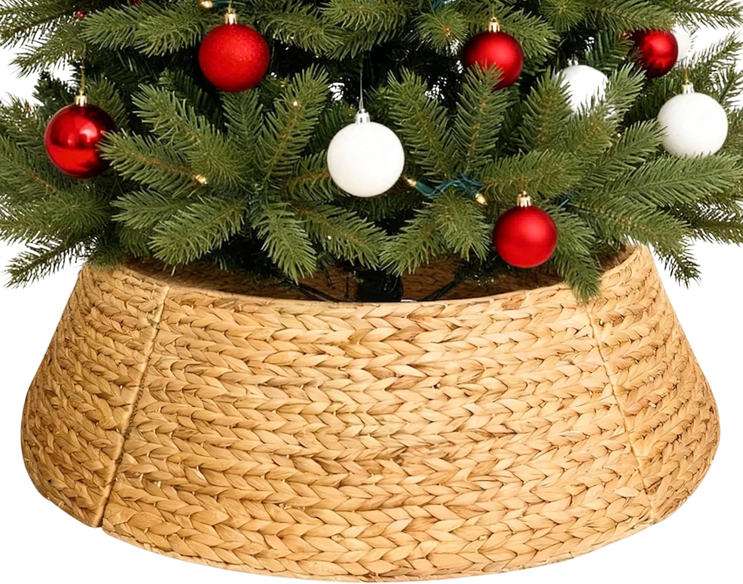 42" Wicker Christmas Tree Collar for Artificial Trees, Tree Basket Skirt for 9ft, Farmhouse Base Cover for Pencil,Extra Large Christmas Tree Collars, Handwoven from Seagrass Natural 42inch