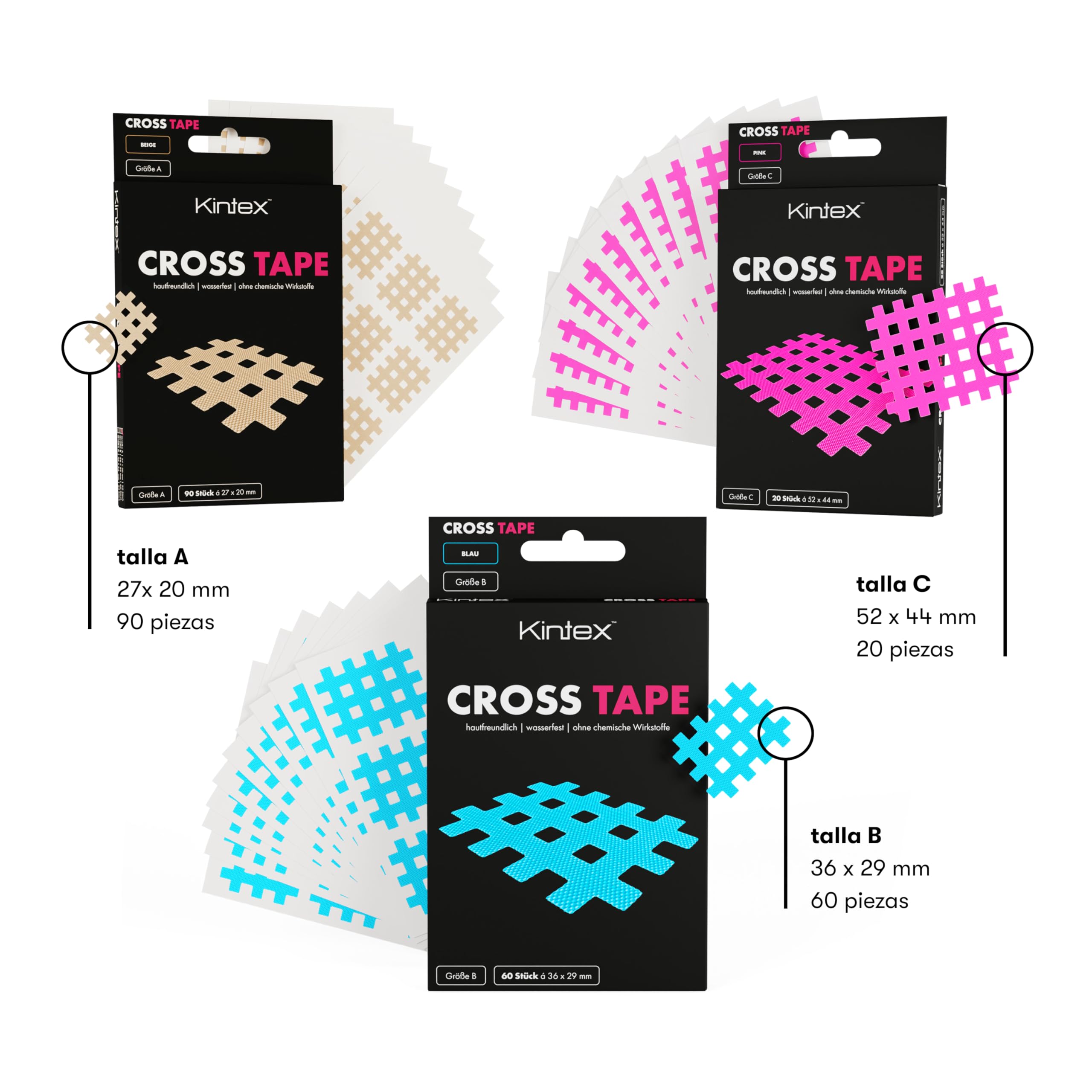 Kintex Cross-Tape, tamaños, acupuntura, gatillo, Punto de Dolor, Yeso Rejilla