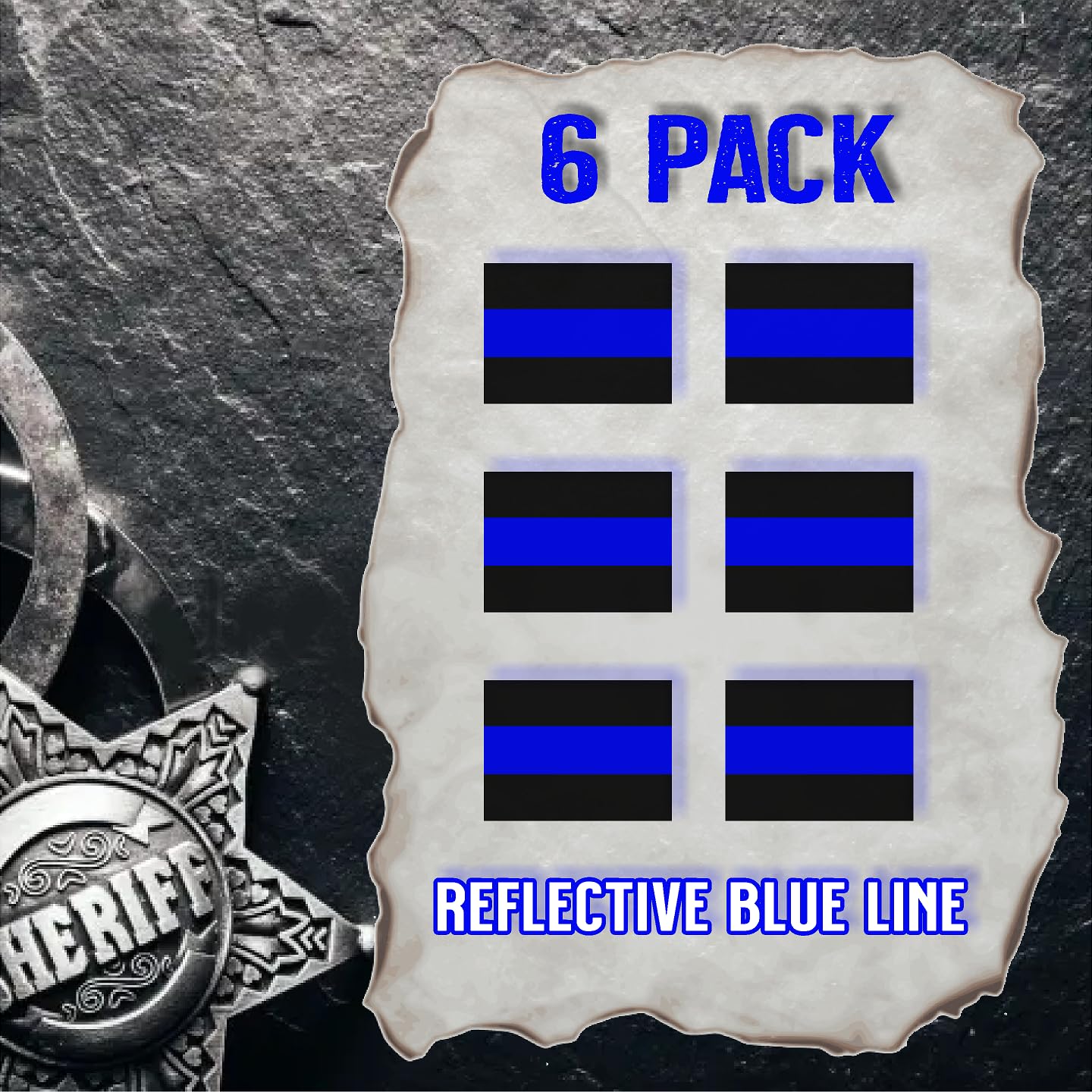 6 Pack Thin Blue Line Vinyl Decal License Tag Sticker (F15) | Waterproof and Reflective | Easy to Apply on Metal, Car, Truck, Motorcycle, Trailer | Support Cops and Law Enforcement 1