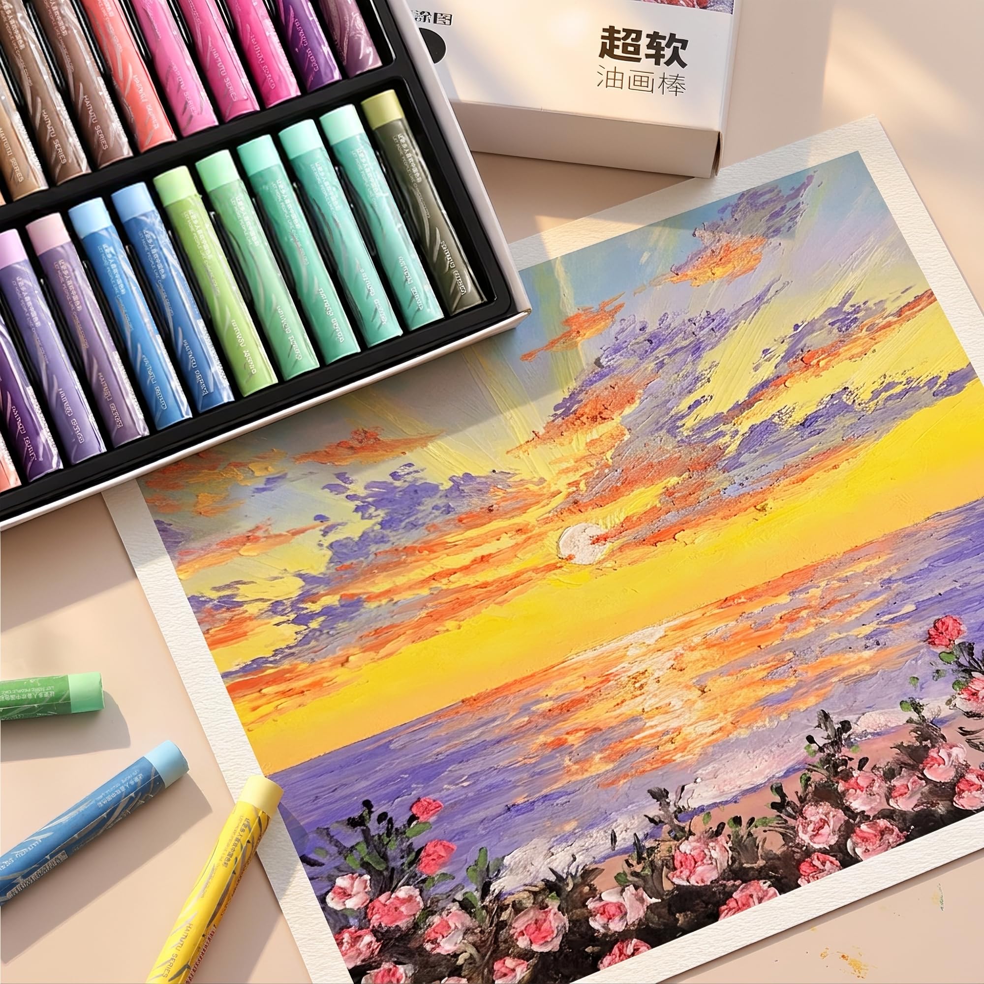 rubens Ensemble de pastels à l'huile douce (48 couleurs macarons), pastels à l'huile à texture crémeuse pour dessin et mélange. Fournitures d'art de rêve cadeau pour débutants et artistes.