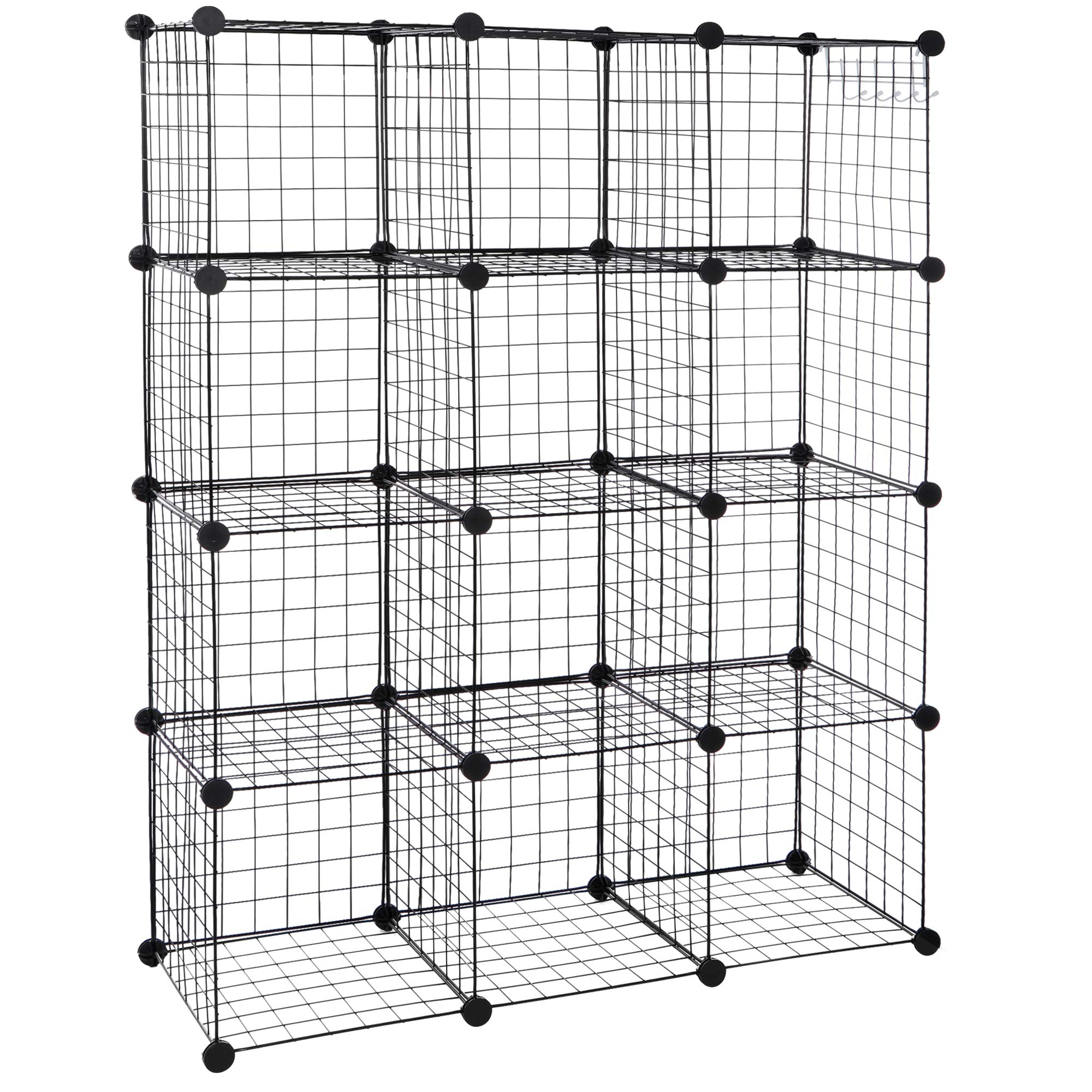 ZENY Cube Storage 12-Cube Metal Wire Storage Shelves Cube Closet Organizer Storage Bins DIY Storage Grids Modular Wire Cubes Bookshelf Bookcase for Home Office, Black