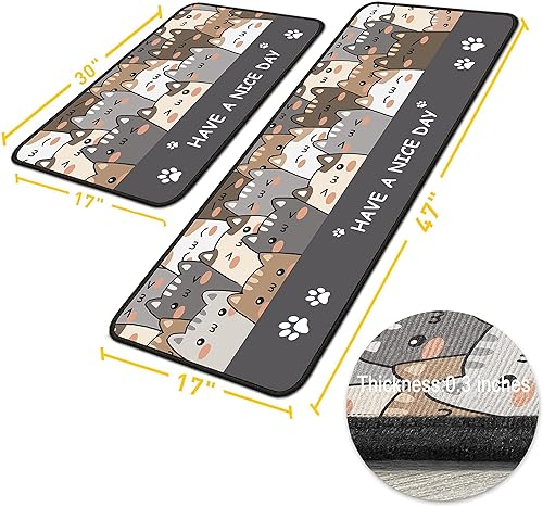 Miniatura 3 de Juego de 2 alfombras de cocina para gatos, antideslizantes, lavables, absorbentes, de microfibra, para el frente del fregadero, para estar de pie