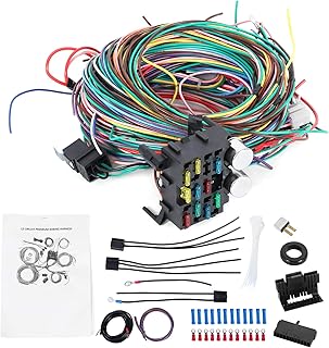 hot Rod Wiring Harness kit-Acouto Wiring Harness, 12 Circuits Wiring Harness Kit Long Wires Universal Accessories Automotive Replacement Fuses Car Wiring Harness Fit for Street Hot Rod