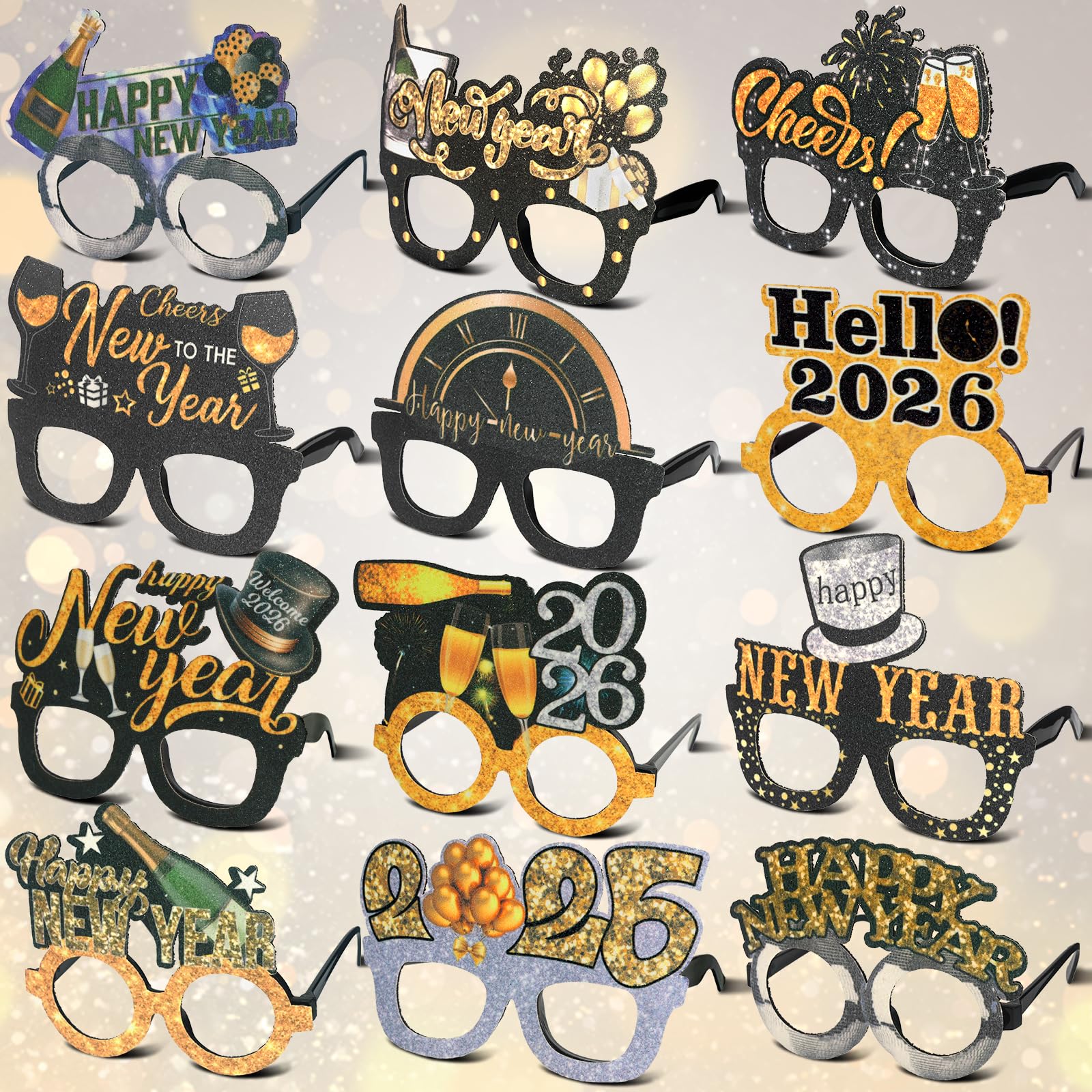 24 Stuks Happy New Year Vispera-brillen Voor Het Nieuwe Jaar 2025 Papieren Bril Zonnebril Met Glitter Foto Rekwisieten Decoratie Voor Gelukkig Nieuwjaar