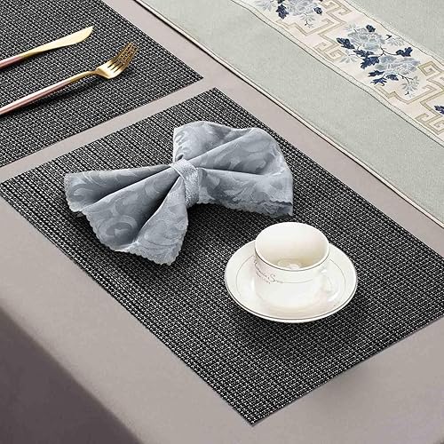 Miniatura 125 de AHHFSMEI Juego de 6 manteles individuales para mesa de comedor, manteles individuales de vinilo tejido de plástico, antideslizantes, aislamiento