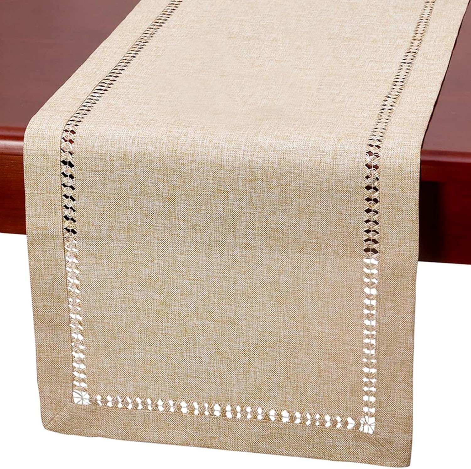 ELVEDO Beige Table Runner Dresser Runners Washable Cotton Linen Table Runners for Coffee Table Dining Room Table Bedroom Party Holiday : Home & Kitchen