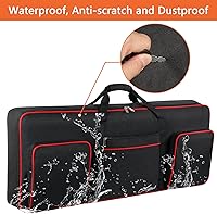 Vista 6 de SNIGJAT Funda para teclado de 61 teclas, funda suave para piano con algodón de 0.32 pulgadas, bolsa para teclado de 61 teclas con asa y correas