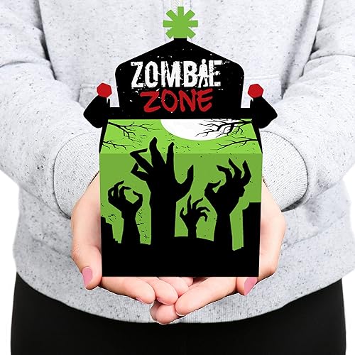 Miniatura 7 de Big Dot of Happiness Zombie Zone - Caja de golosinas para fiestas - Halloween o cumpleaños Zombie Crawl Party Goodie Gable Boxes - Juego de 12