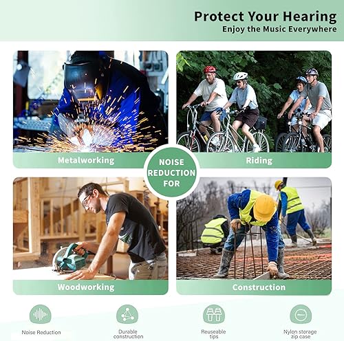 Miniatura 5 de Tapones para los oídos Bluetooth para el trabajo, auriculares inalámbricos con banda para el cuello con batería de 20 horas, reducción de ruido,