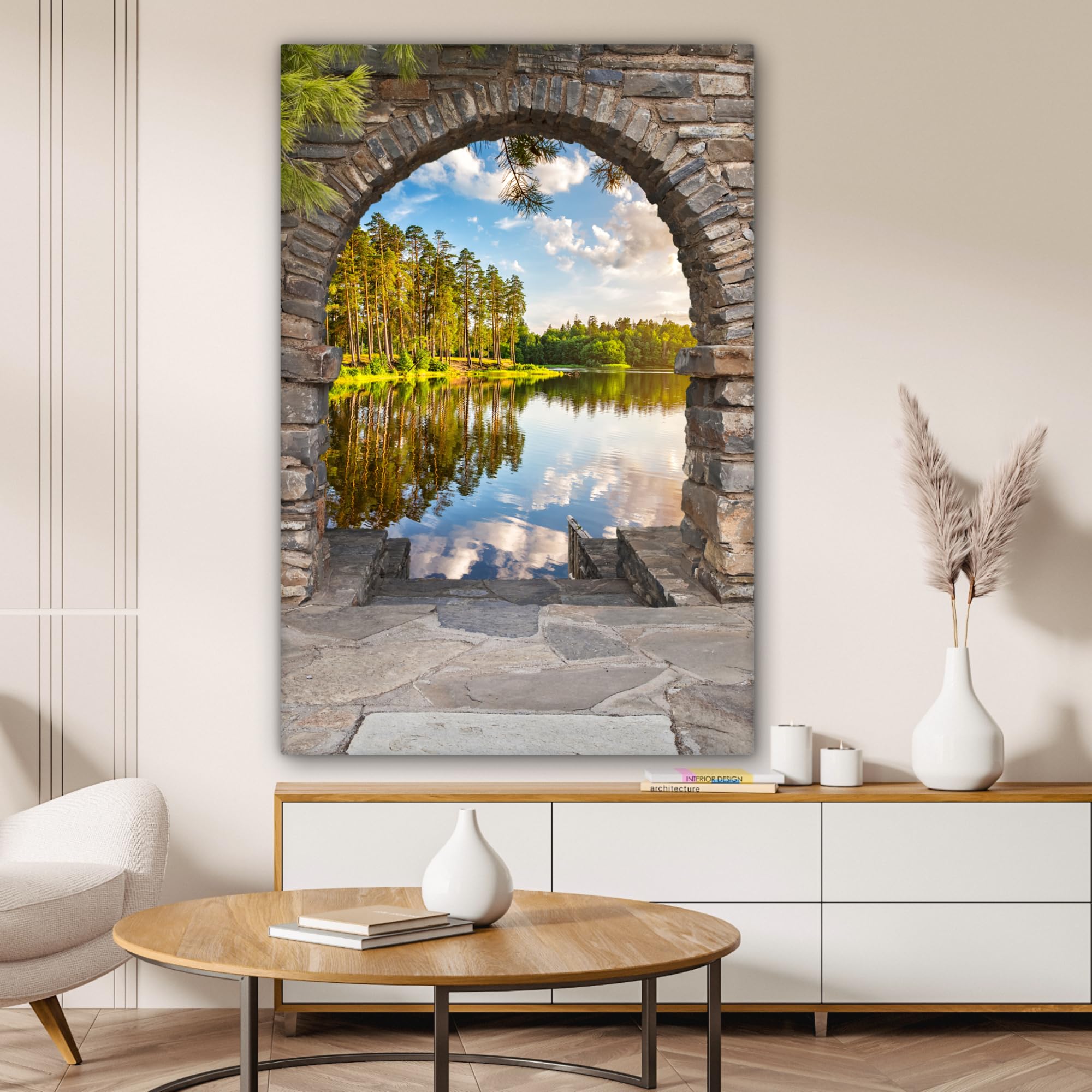MuchoWow© Cuadros para Salon 80x120 cm Foto con Lienzo Canvas Laminas Cuadro Dormitorio Decoracion Hogar Pared Quadro Paisaje - Vista por la ventana - Agua