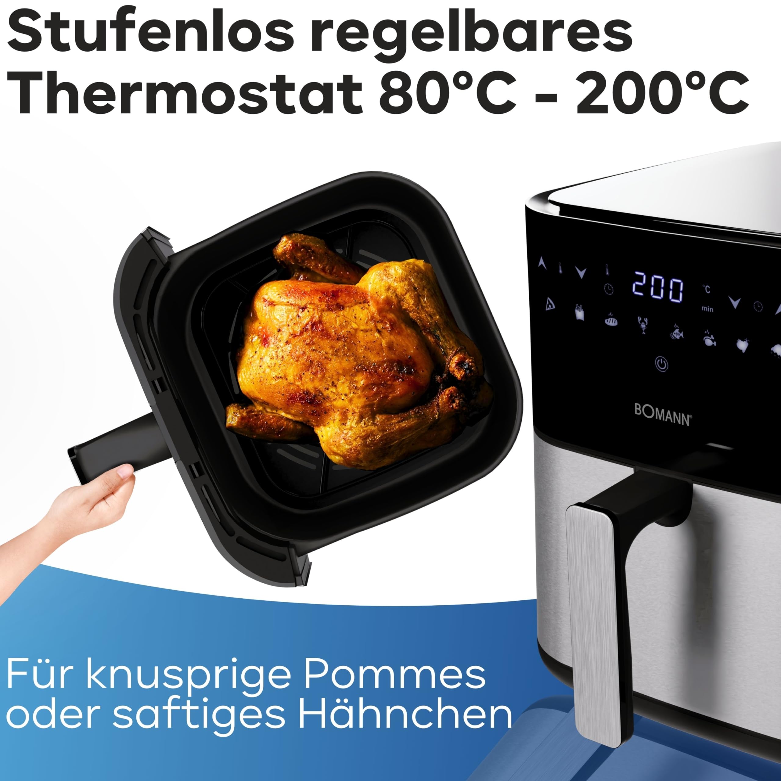 Bomann® Heißluftfritteuse XXL - 5L Fritteuse | Heißluft für fettfreies