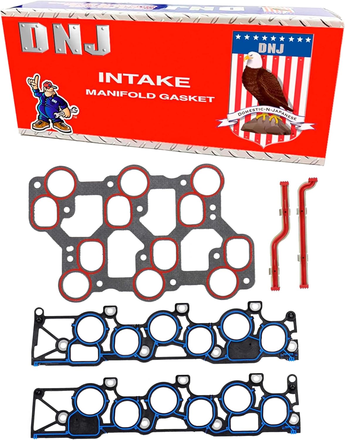 DNJ IG4120A Intake Manifold Gasket Set for 1998 to 2004 Ford E-150 Econoline, E-150 Econoline Club Wagon, E-250 Econoline 3.8L-4.2L V6 12V OHV 232cid