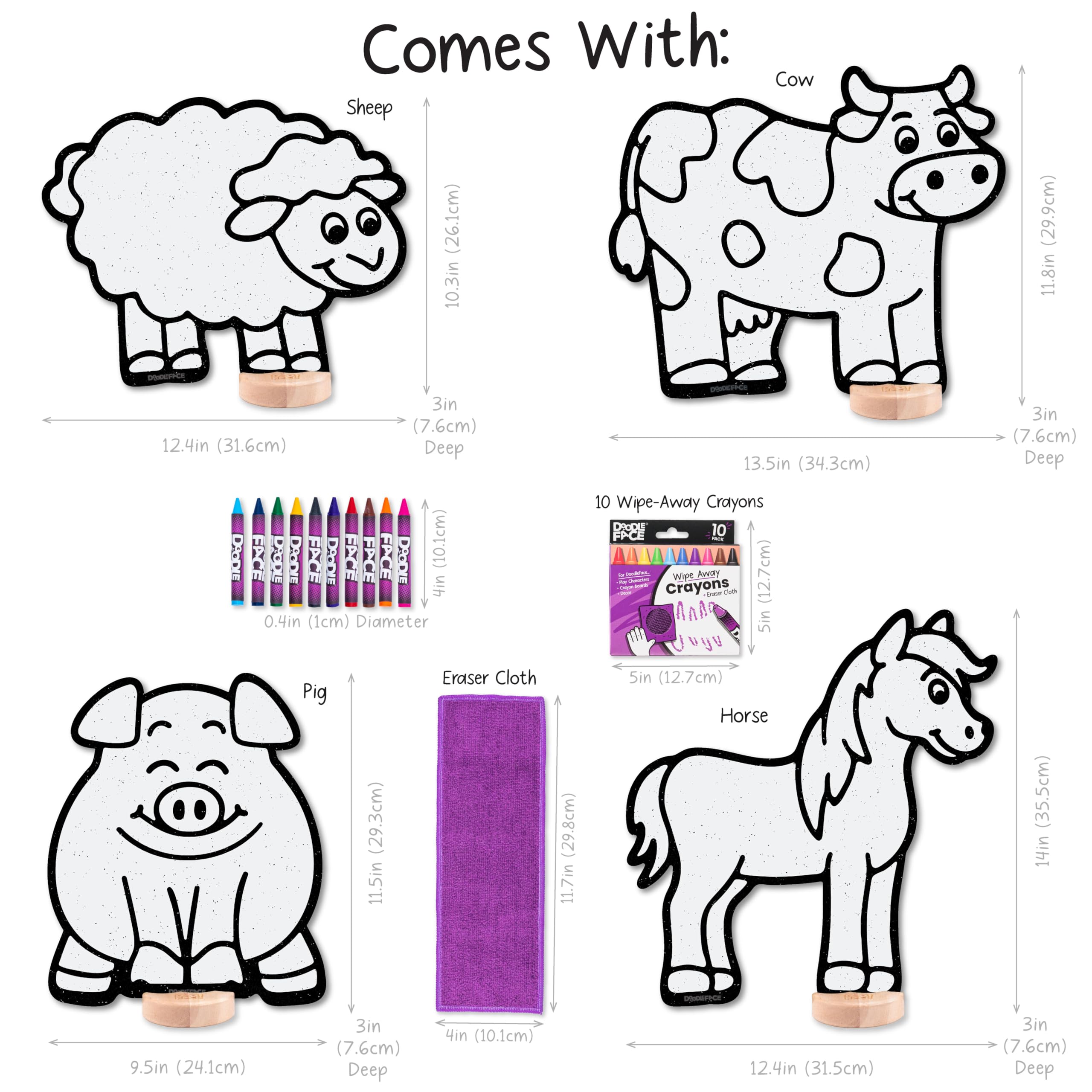 Kontrastreiche schwarz-weiße 3D-Farmtiere – baut Baby Vision Bücher & Karten nicht auf. Dann Kleinkind-Motorik für die Schule Nachfärbbares Pferd, Schwein, Kuh, Schaf + 10 Buntstifte