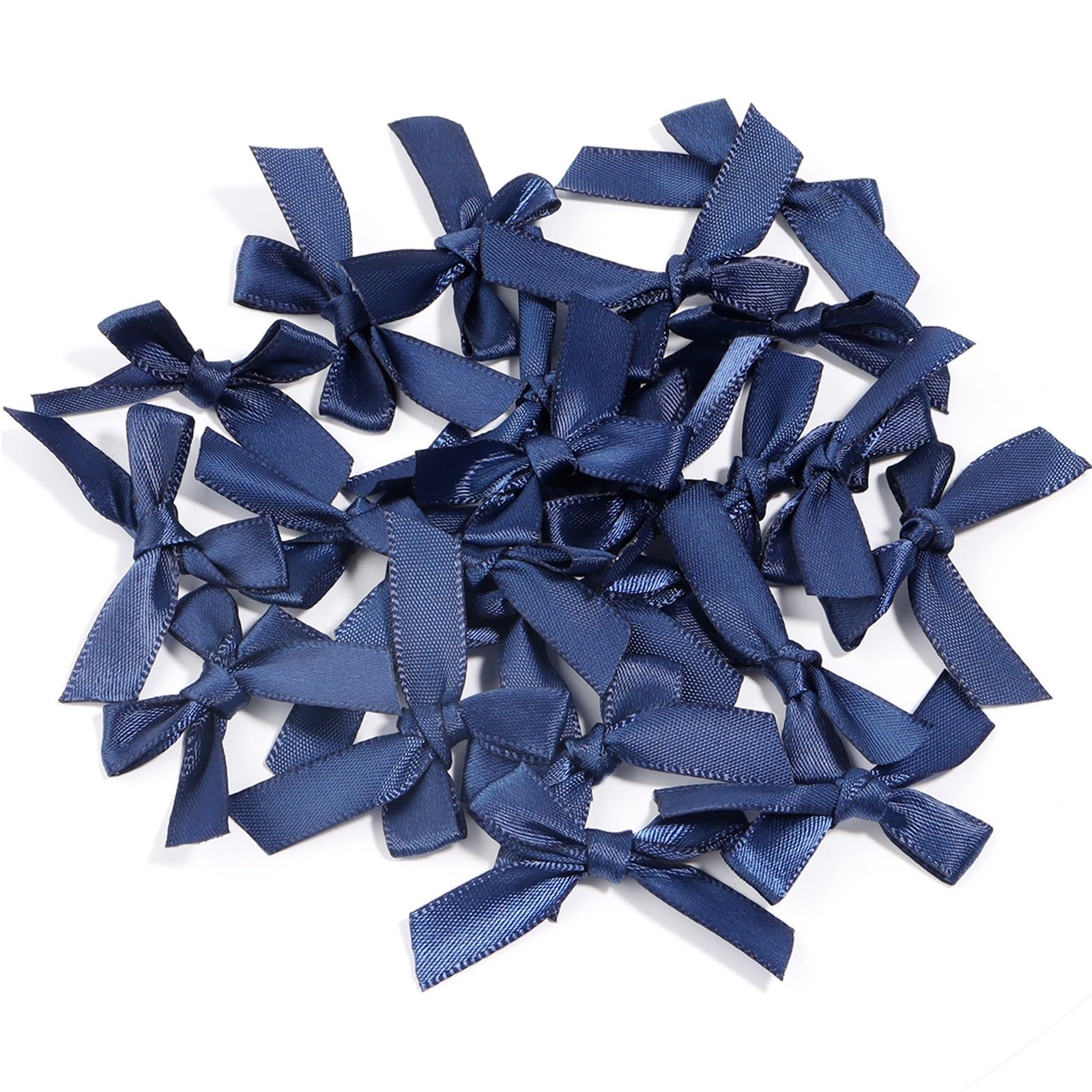 UJEDFHV Mini Bow 50pcs Satin Ribbon Bows Small Polyester Bowknots For DIY Wedding Party Clothing Headwear for DIY Crafts(Dark Blue)