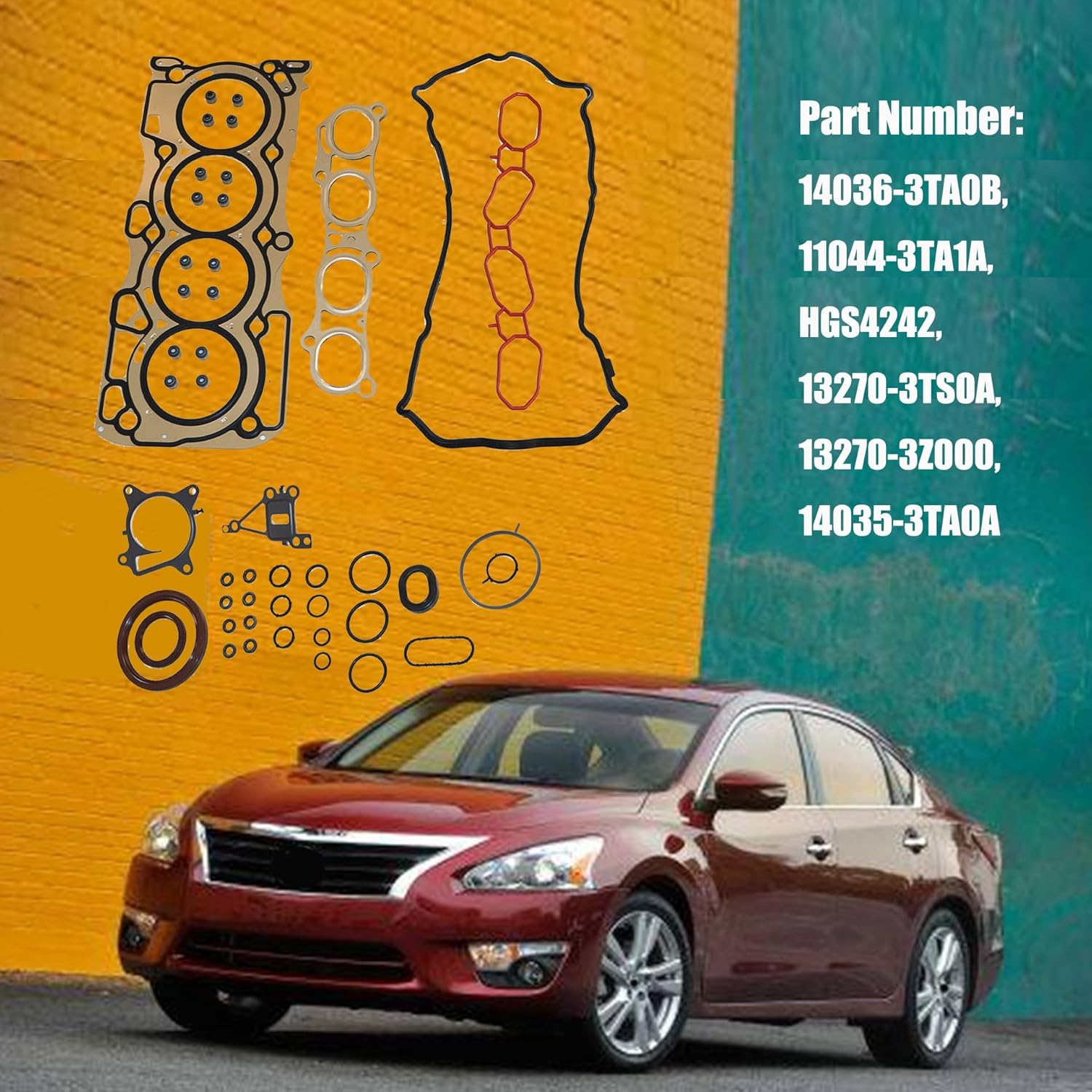 GXARTS HGS4242 MLS Head Gasket Set Compatible with Nissan Altima Rogue Murano Pathfinder Platinum Hybrid 2.5L L4 DOHC 2013 2014 2015 2016 14036-3TA0B 11044-3TA1A HS26659PT