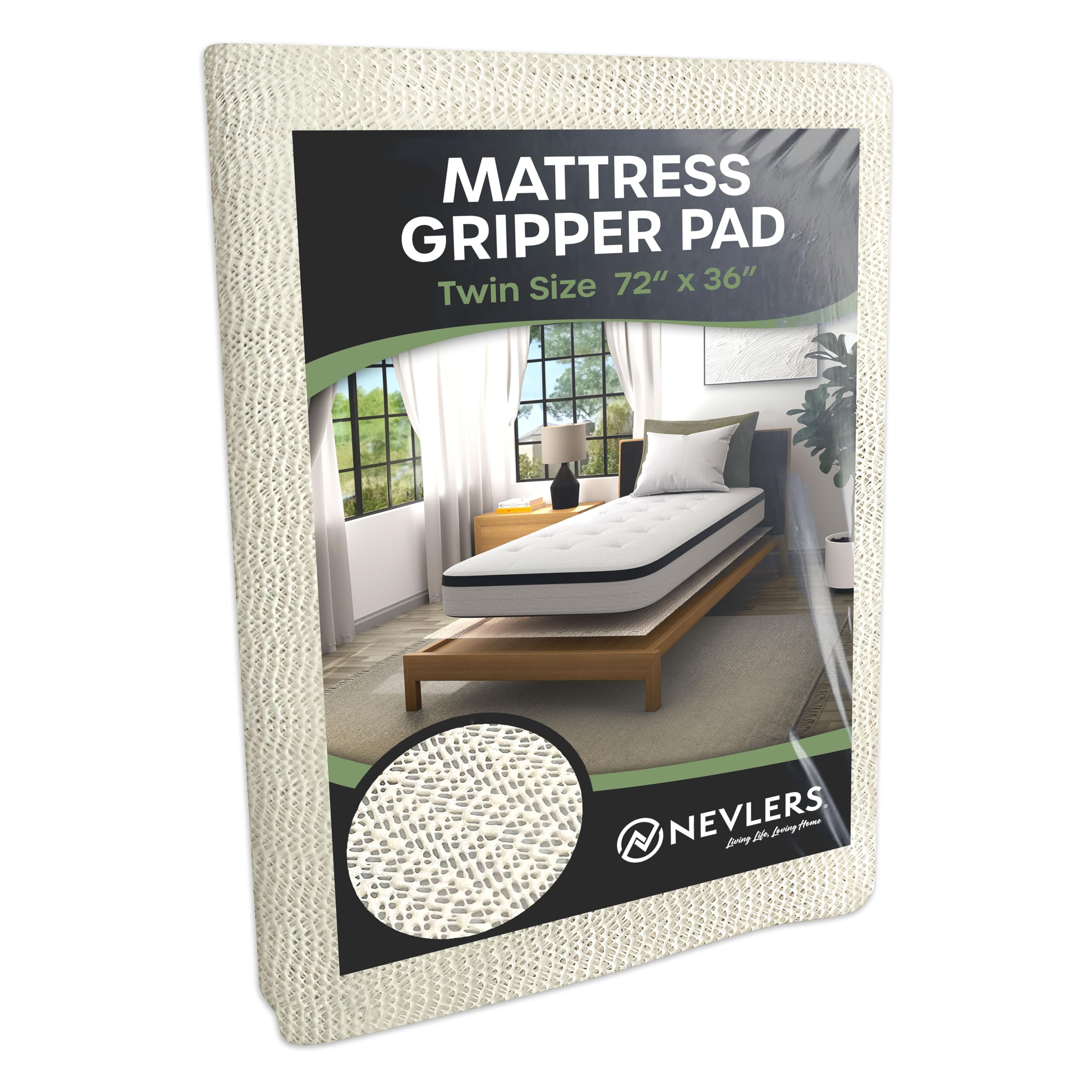 Nevlers Twin Size 72"x36" Mattress Slide Stopper – Customizable Non Slip Mattress Gripper Pad | Durable Open-Weave PVC Foam Design to Keep Bed from Sliding | Reliable Bed Grips to Prevent Sliding