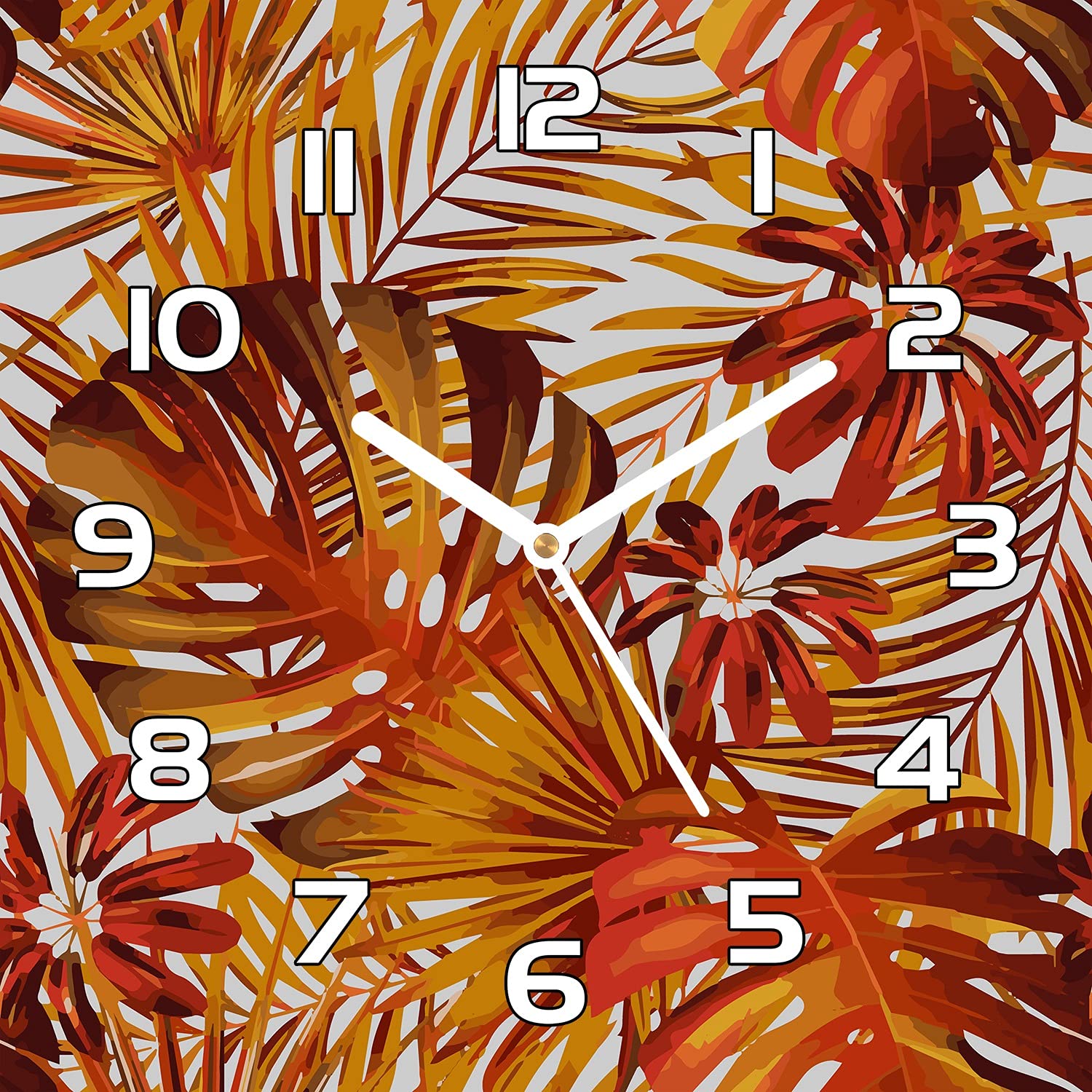 Horloge en verre cuisine salon murale moderne 30x30 cm Coloray Fiery Flow
