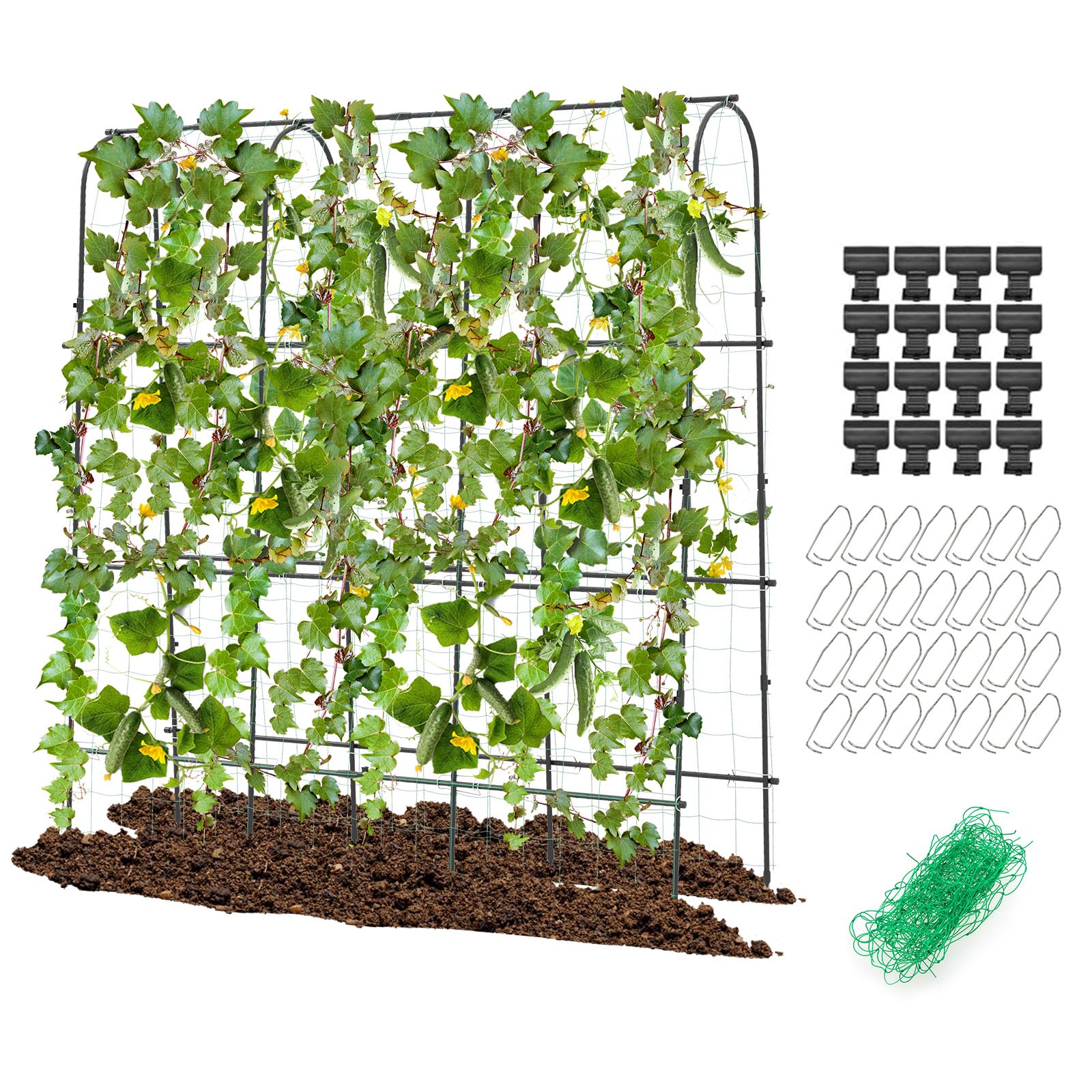 COSTWAY Zestaw podpórek do roślin pnących, regulowana szerokość, kratka dla roślin pnących, kwiatów, warzyw, pergola do roślin, czarna, 179 x 32-65 x 180 cm