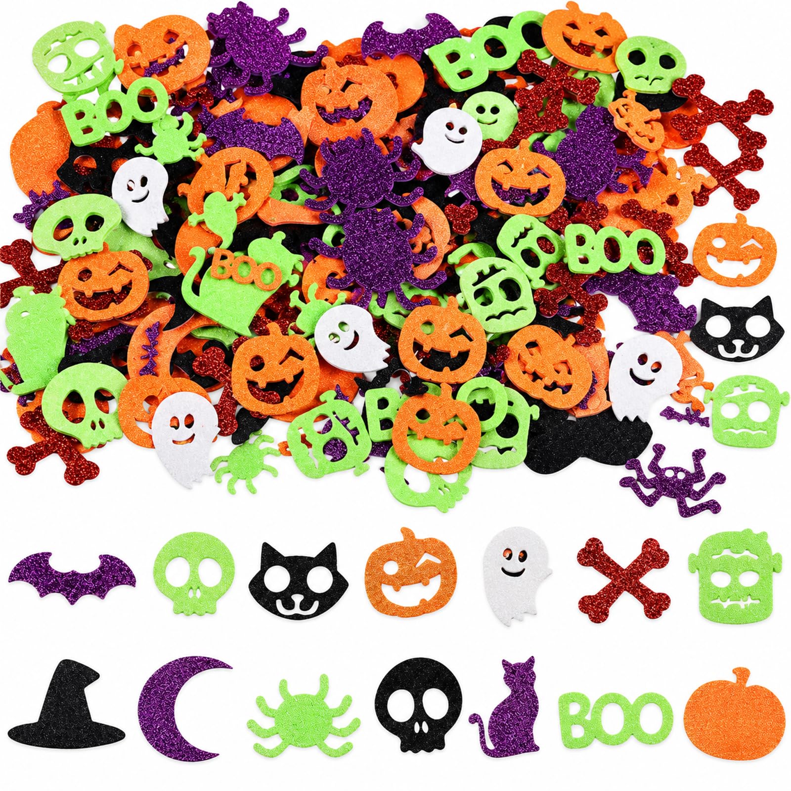 200 Pcs Halloween Foam Stickers, Halloween Sparkly Self Adhesive Stickers, Halloweens Crafts for Kids, Halloweens Sticker Kids DIY for Trick Or Treat Party Scrapbooking Sticker Party Arts Crafts