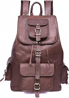 Genuine Leather Backpack for Men 20" Extra Large Vintage Brown Laptop Travel Work Hiking Rugged Rucksack Mens Bookbag (Dark Brown)