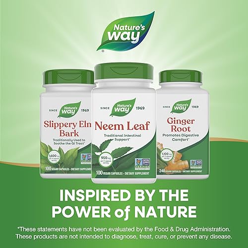 Miniatura 7 de Natures Way Hoja de neem de hierbas premium 950 mg por porción 100 Vcaps