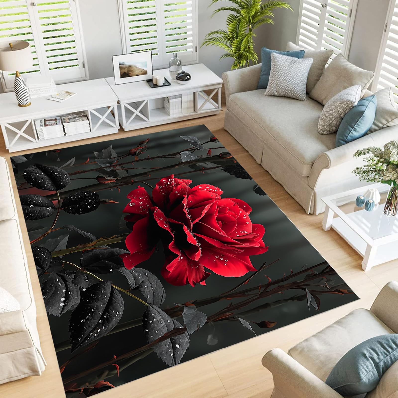 Tapis de salon poils courts moelleux 120x180 cm style gothique lavable