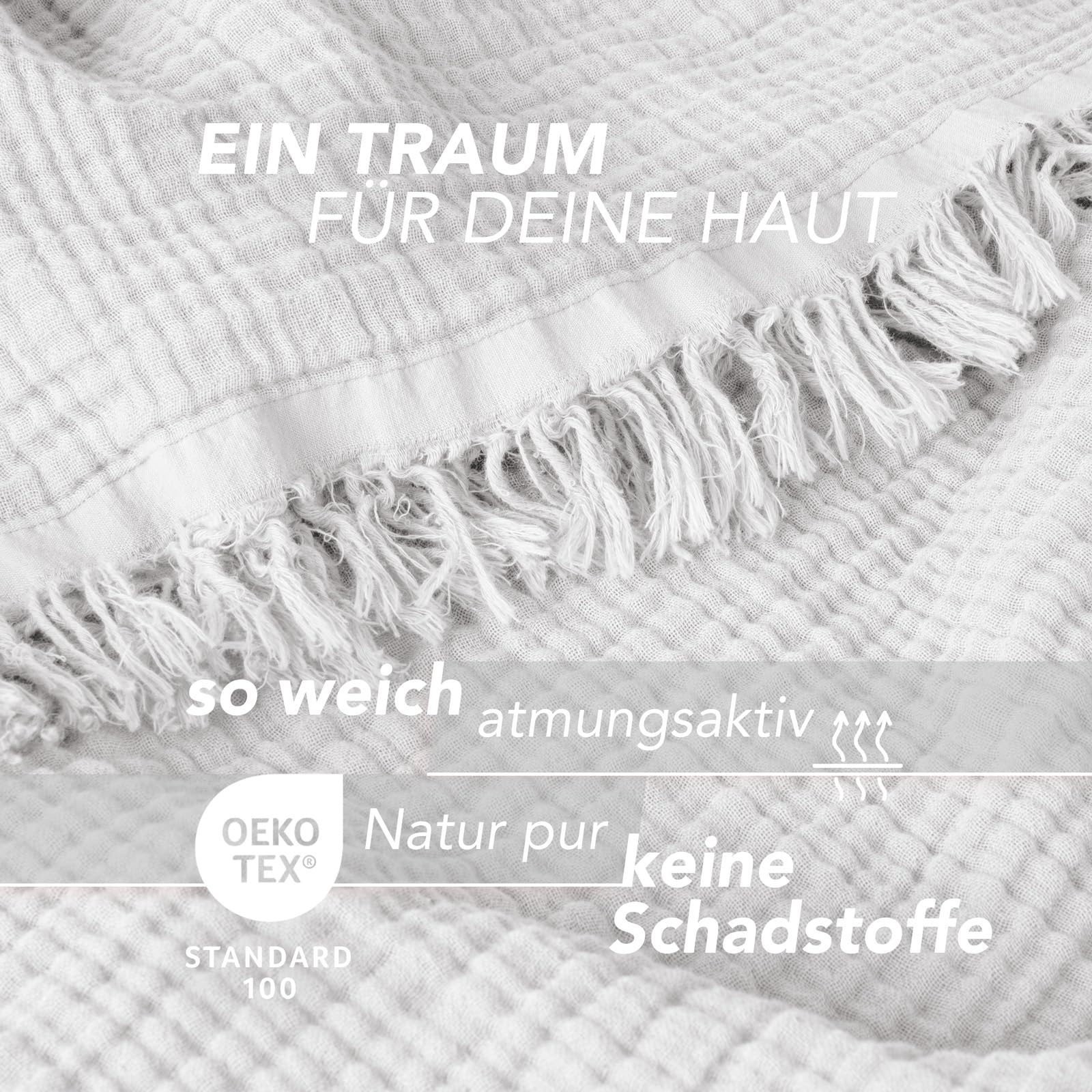 Musselin Decke 150x200 cm Oeko-Tex 100% Baumwolle Kuscheldecke Weiß