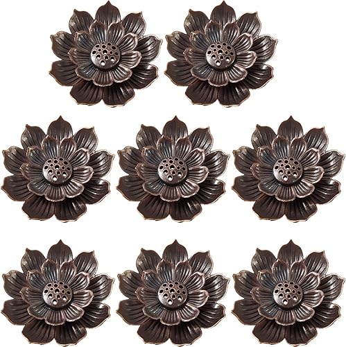 Miniatura 1 de GXXMEI 8PCS Lotus Latón Stick Incienso Quemador Titular Quemador de Incienso Cono de Ceniza Colector Hogar Fragancia Accesorios