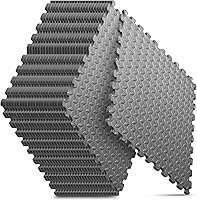Nazhura EVA Home Gym Mat - Interlocking Puzzle Foam Tiles for Workouts, Yoga & Kids Play Areas, 24x24x½in Grey 16 Pack 64 Sq Ft