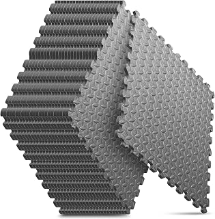 Nazhura EVA Home Gym Mat - Interlocking Puzzle Foam Tiles for Workouts, Yoga & Kids Play Areas, 24x24x½in Grey 16 Pack 64 Sq Ft