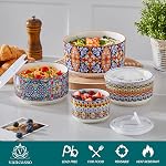vancasso Mixing Bowls with Lids Set of 4, Ceramic Nesting Bowls Serving Bowl for Food Storage, Microwave and Dishwasher Safe, 1800/1080/600/300 ML, Series SIMI