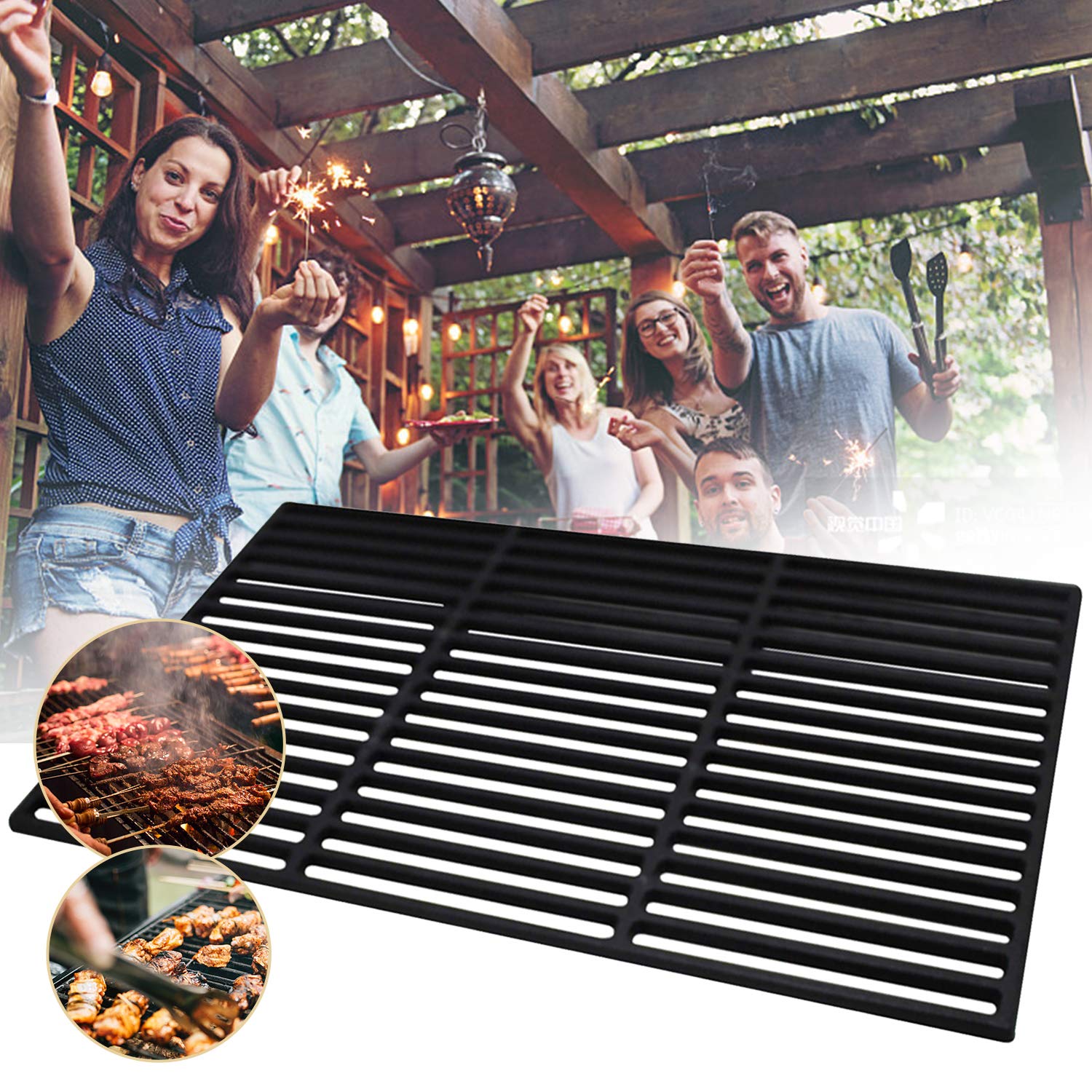 Daromigo 54 x 34 cm, griglia in ghisa smaltata, griglia rettangolare in ghisa smaltata, accessorio per barbecue, barbecue a gas, barbecue a carbonella e molto altro ancora, per barbecue a gas,
