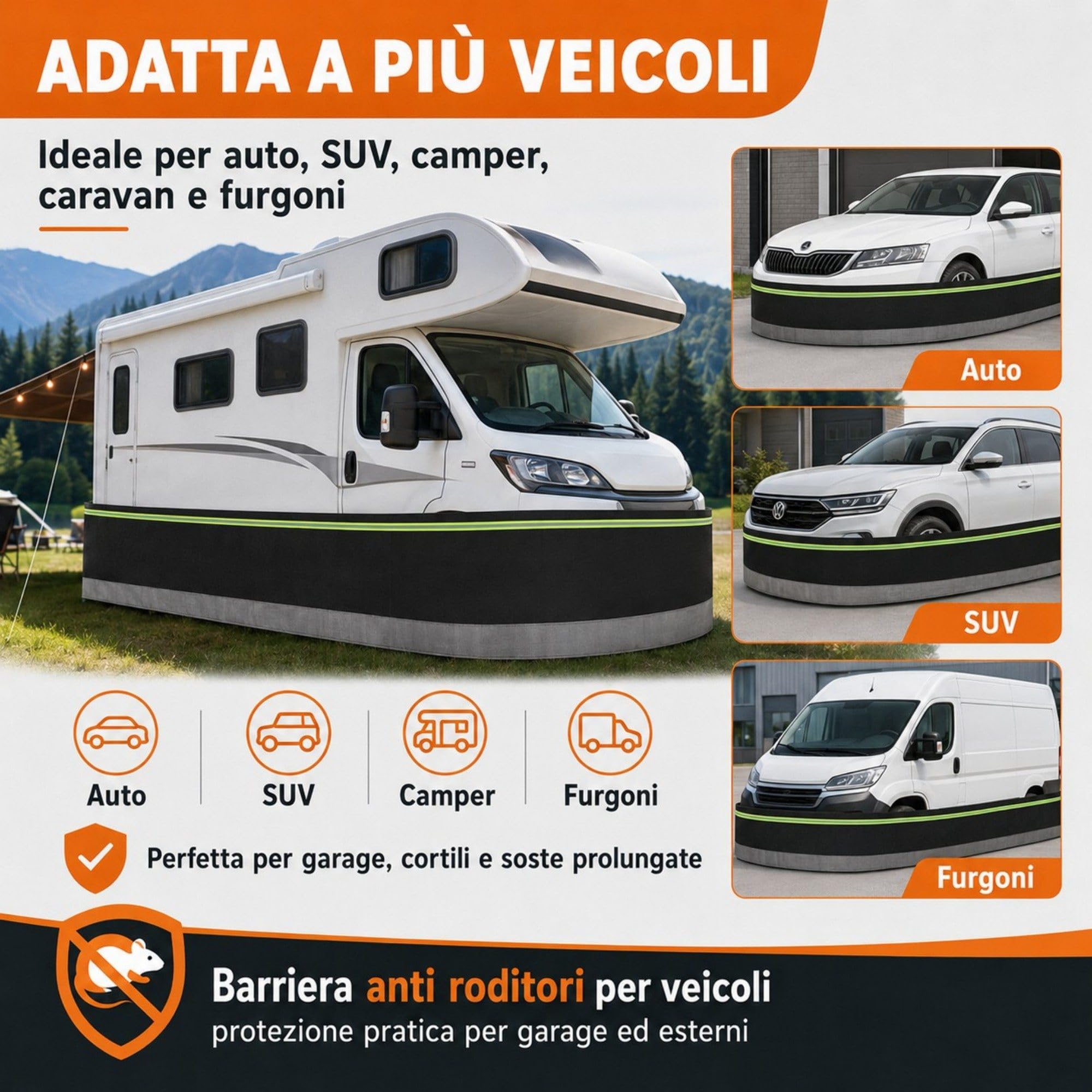 Barriera Anti Topi per Auto, Recinzione Anti-Roditori Riflettente per Vano Motore, Rete Anti-Morso con Strisce Riflettenti, per Garage, Esterni, Camper e Furgoni