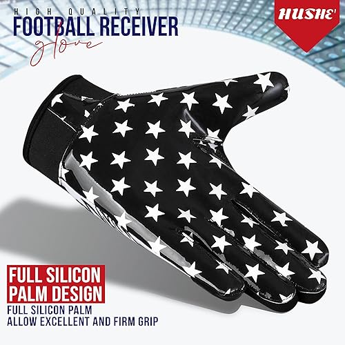 Miniatura 10 de Guantes de fútbol con bandera estadounidense, guantes receptores de fútbol para hombres, guantes de receptor de fútbol con agarre de silicona,