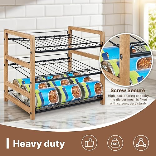 Miniatura 7 de Organizador de latas para despensa de 3 niveles, organizador de almacenamiento de latas, organizador de latas de soda, capacidad para hasta 36