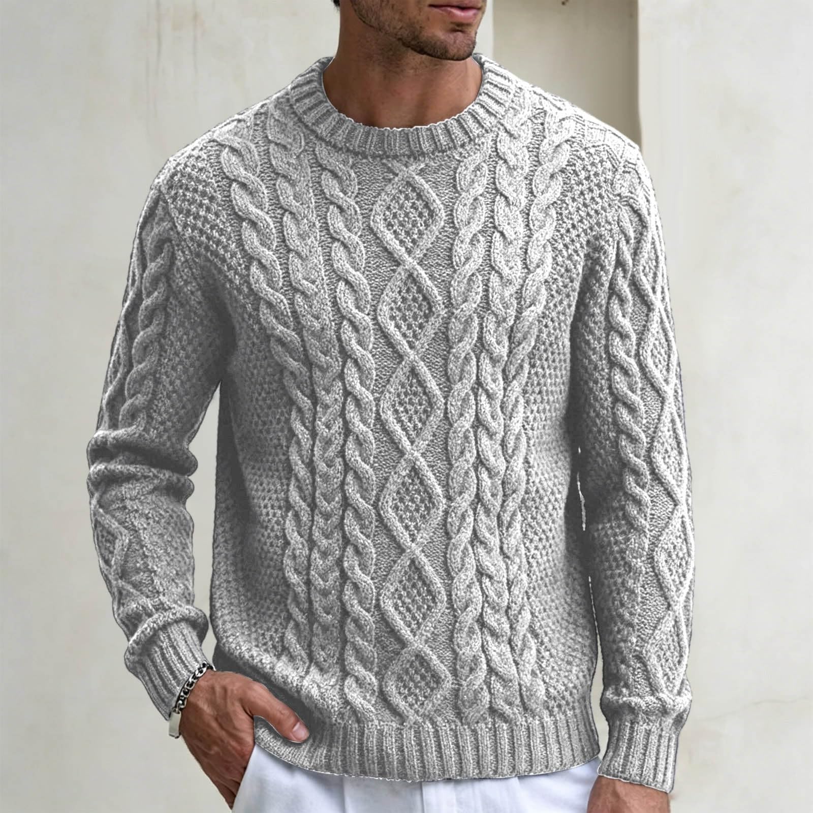 Cárdigan de punto con estampado clásico de para uso diario. Chaqueta de para otoño e invierno. Estilo moderno para hombre. #45