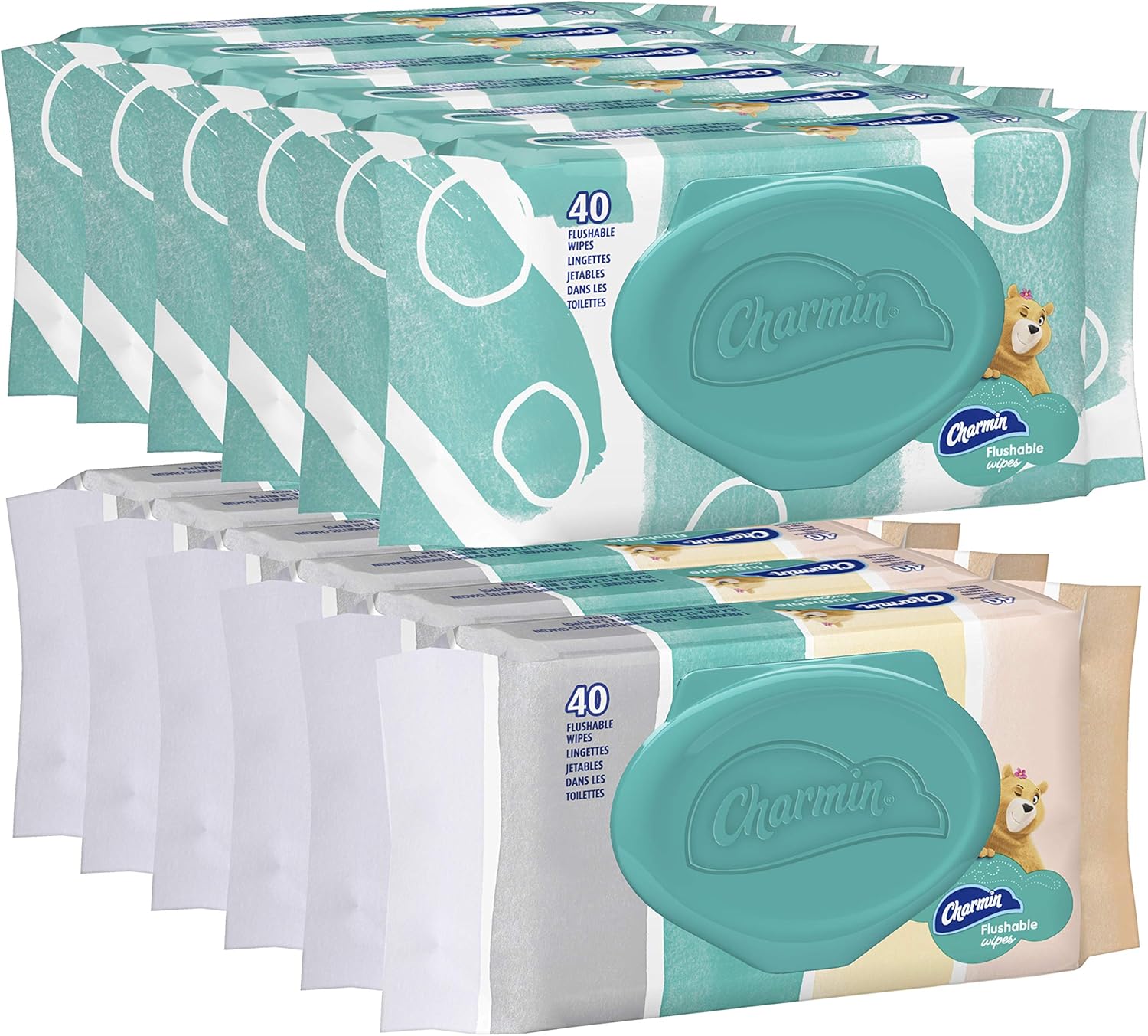 Charmin Freshmates Flushable Unscented Wet Wipes, 12 Packs, 40 Sheets