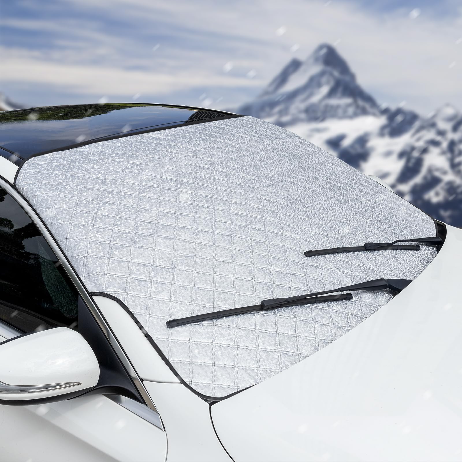 Sponsored Ad – Windscreen Cover Frost Ice Snow Protector for Winter | Windscreen Sun Shade UV Reflective for Summer | SNMIX Windshield Front Window Cover for Car SUV Van - Ultra Thick
