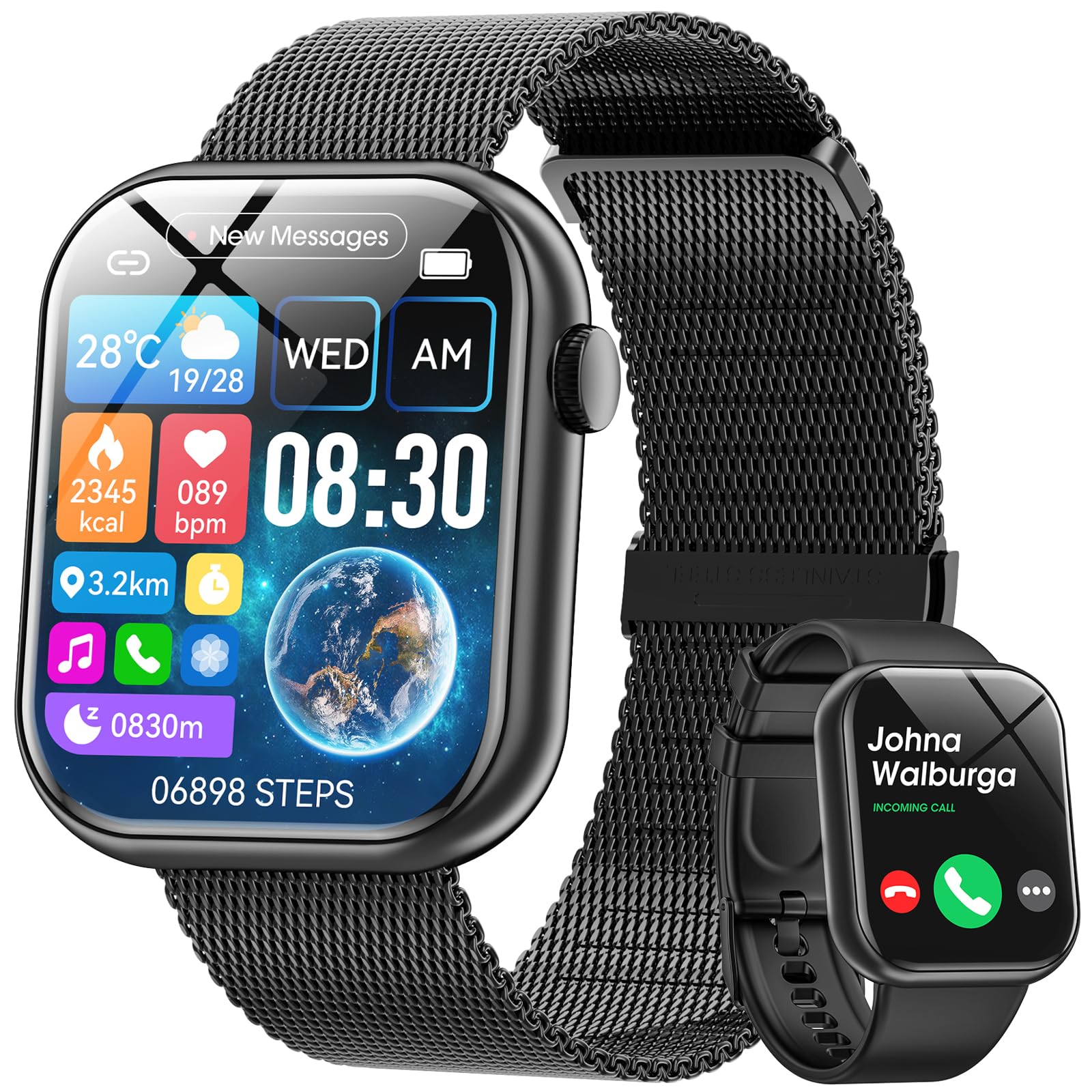 Smart Watches for Women with Android Samsung iPhone Compatible[Calls/Answer] 1.85" Smartwatch with Sleep/Heart Rate Monitor,100+ Sports Fitness