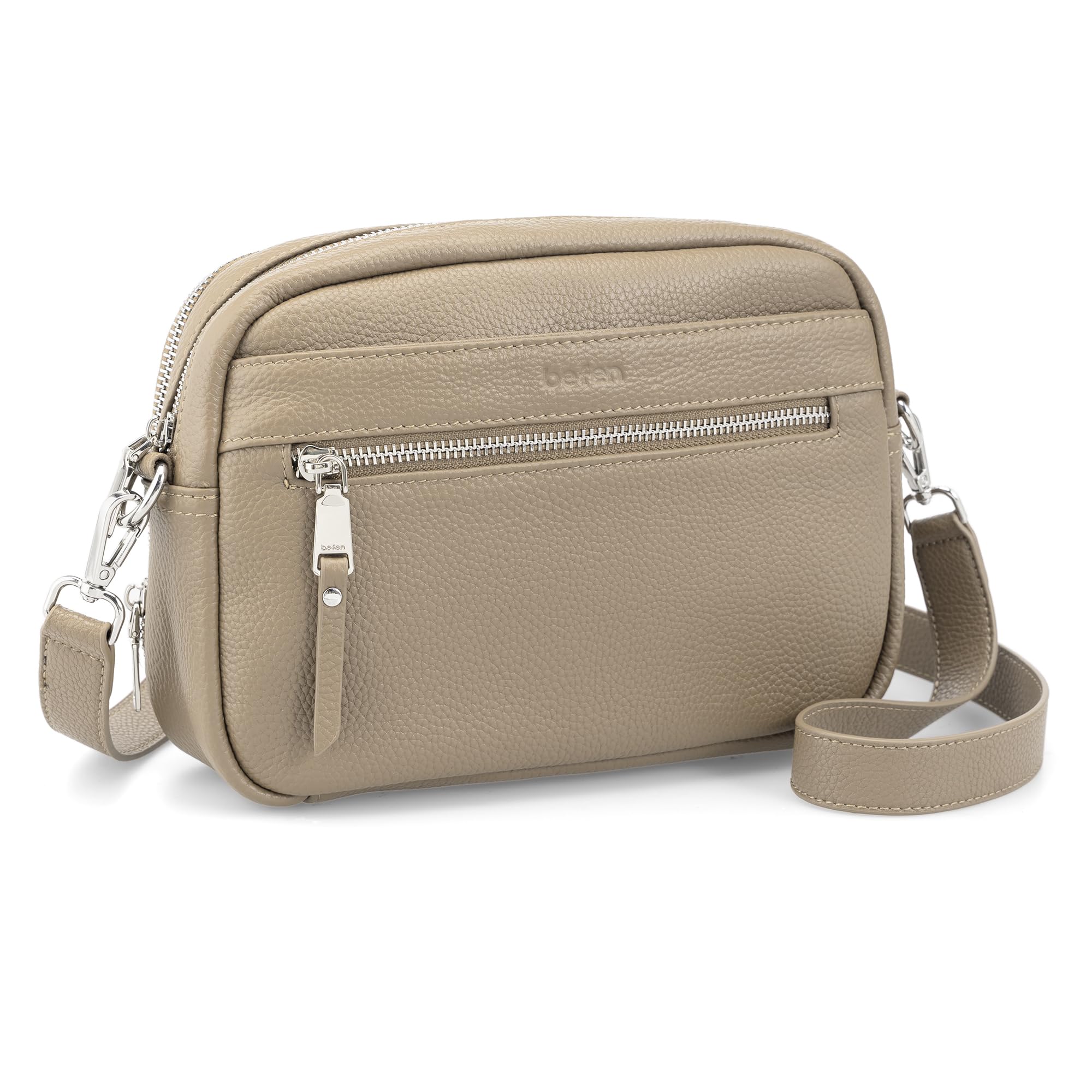 befen Genuine Leather Crossbody Bags for Women Purses with Built in RFID Wallet Woman Camera Shoulder Bag Handbags